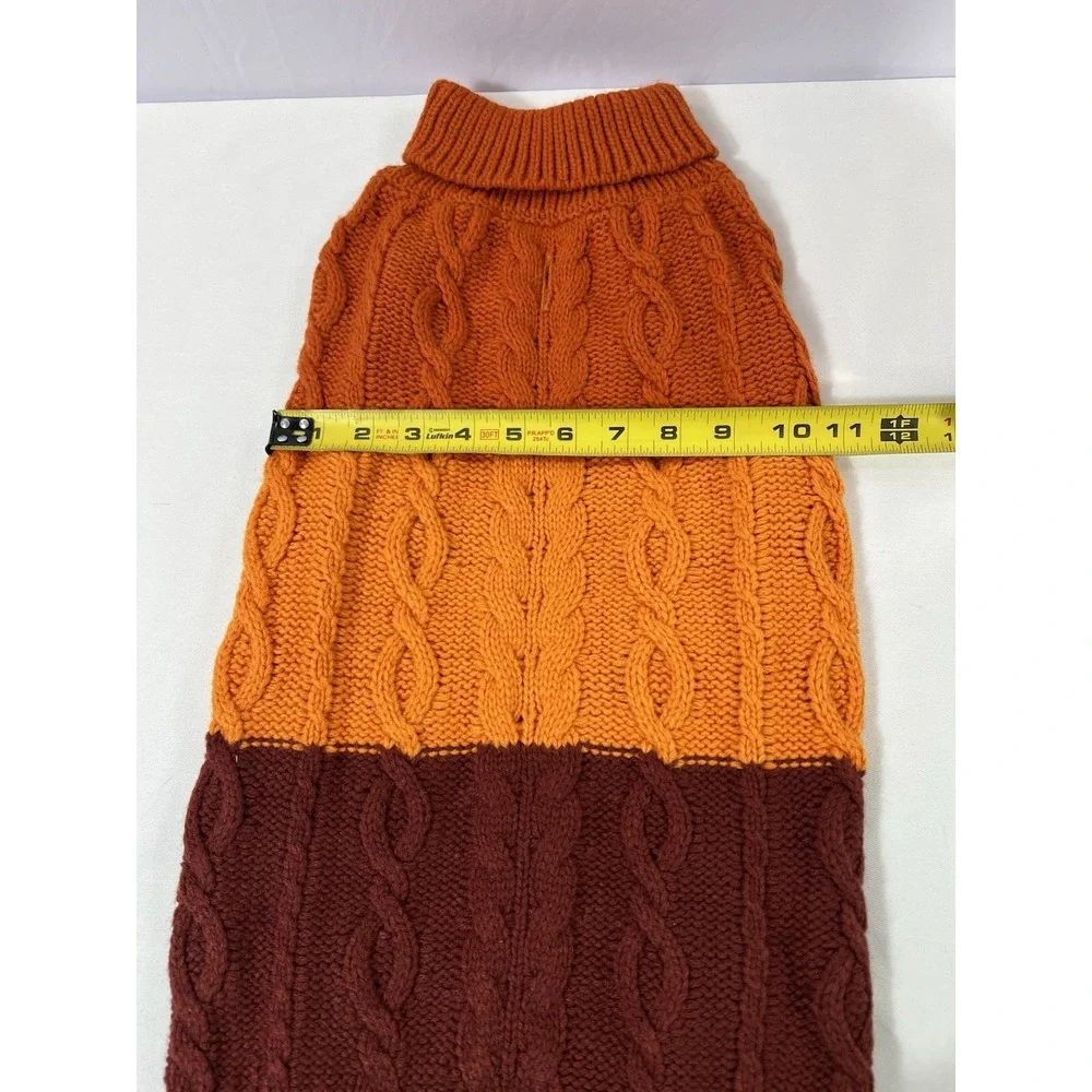 Dog Sweater Medium Orange Cable Knit W/collar‎ girl Gorgeous  new Size L/XL